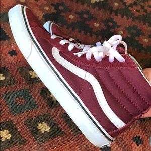 Maroon high top vans